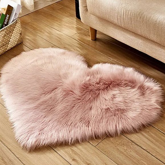 Colorful Favorites Other - Natasha Amore Blush Pink Small Fluffy Heart Shaped Rug Mat
